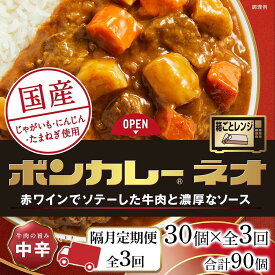 【ふるさと納税】【隔月定期便 全3回】ボンカレーネオ 牛肉の旨み(中辛)　30個×3回　計90個 | 食品 加工食品 人気 おすすめ 送料無料