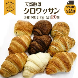 【ふるさと納税】【定期便2回】天然酵母 クロワッサン（8種類 計10個）×2回 計20個 | ベーグル ご家庭用 パン パンセット クロワッサンセット 詰合せ パン詰合せ おかずパン ショコラ 朝ごはん 徳島市 人気 洋菓子 冷凍 冷凍パン ベーカリー おすすめ 送料無料