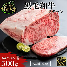 【ふるさと納税】 定期便 6回お届け すだち牛黒毛和牛（ステーキ用）500g