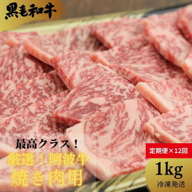 【ふるさと納税】 【定期便 全12回】 焼肉 計 12kg 1kg×12回 冷凍 国産 牛肉 黒毛和牛 和牛 阿波牛 ロース モモ バラ 焼肉 家庭用 贈答 プレゼント ギフト お歳暮 お中元 ※配達指定不可