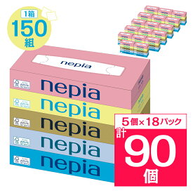 【ふるさと納税】ネピアティシュペーパー150W5個パック(バラ数90個)_ ティッシュ ティッシュペーパー 日用品 ネピア 消耗品 人気 おすすめ 送料無料 メーカー コンパクト設計 徳島県 【1605589】