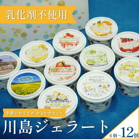 【ふるさと納税】 ＼個性豊かなフレーバー／ ジェラート アイス おまかせ 詰め合わせ 選べる 個数 6個 12個 セット 120ml 川島ジェラート シャーベット くずもち キシリトール ひまわり 桜 ブルーチーズ くるみ ギフト プレゼント 贈答 徳島県 吉野川市 A sweets factory
