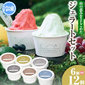 【ふるさと納税】 ジェラート 詰め合わせ 110ml × 6個 or 12個 TONPUKU《90日以内に出荷(土日祝除く)》│ 徳島県 上勝町 ジェラート 冷凍 配送 ゆこう 阿波和三盆 トンカ豆 クロモジ プレゼント ギフト