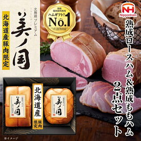 【ふるさと納税】019-001 日本ハム 美ノ国 熟成ロースハム 熟成ももハム 2本 セット ｜ 国産 徳島 石井町 北海道産 肉 にく 贈答 ギフト 詰め合わせ ハム ロース もも ボンレス ステーキ お中元 お歳暮 中元 歳暮 UKH-55