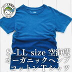  シャツ Tシャツ 藍染 男女兼用 オーガニック ヘンプ コットン 藍 藍染め 海 空 水平線 ラッピング プレゼント