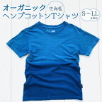  シャツ Tシャツ 藍染 男女兼用 オーガニック ヘンプ コットン 藍 藍染め 海 空 水平線 ラッピング プレゼント
