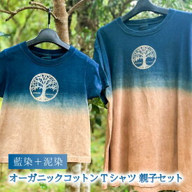 【ふるさと納税】 藍染+泥染Tシャツ オーガニックコットン 親子セット 藍染 藍染め 天然染料