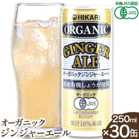 【ふるさと納税】＜光食品＞オーガニックジンジャーエール 250ml×30缶 定期便 もあり 《30日以内順次出荷(土日祝除く)》ふるさと納税 オーガニック 有機JAS認証 ジュース ジンジャーエール 無糖 国産有機生姜使用 生姜 炭酸ジュース 缶 飲料 光食品 徳島 上板町 送料無料