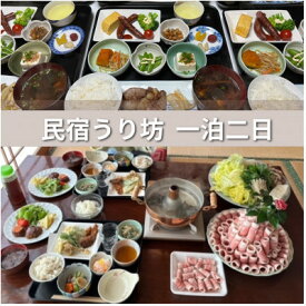 【ふるさと納税】【一泊二日2名様】農家レストラン　民宿うり坊(ジビエフルコース)　ペア宿泊【1591193】