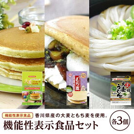 【ふるさと納税】機能性表示食品セット（パンケーキミックス2種×各3、うどん×3）