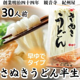 【ふるさと納税】《モチモチに強いコシ》 さぬきうどん 半生 早ゆでタイプ 30人前（3人前×10袋） 香川 紀州屋 本場讃岐うどん 麺類 国産 半生麺 香川県 ご当地 高評価 特産品 長期保存 半生うどん 麺 人気 お取り寄せグルメ