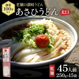 【ふるさと納税】【45人前】あさひうどん太口 乾麺（麺250g×15袋） 麺類 　お届け：麺を自然乾燥にて製造しておりますので、天候の影響により、お届けに約2カ月要する場合がございます。