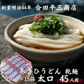 【ふるさと納税】【45人前】あさひうどん太口（麺250g×15袋）　【麺類・うどん・乾麺・あさひうどん・45人前】　お届け：麺を自然乾燥にて製造しておりますので、天候の影響により、お届けに約2カ月要する場合がございます。