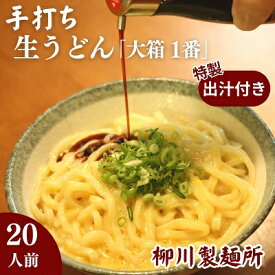 【ふるさと納税】手打ち生うどん「大箱 1番」20人前 かけ出汁・つけ出汁付き 麺類 手打ちうどん 細麺うどん 柳川うどん ランチ 夕飯 グルメ 和食 食べ物 食品 　お届け：毎年12月～1月中旬の配送はお休みとなります。