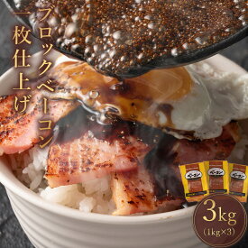 【ふるさと納税】ブロック ベーコン 一枚仕上げ 豚肉 燻製 約1kg×3枚 総重量3kg [ ベーコン ブロック スモーク 燻製 豚肉 豚バラ肉 送料無料 冷蔵 厚切り おつまみ キャンプ パスタ 焼肉 BBQ 人気 香川県 三豊市 22000 20,000円 台 返礼品 サヌキ畜産フーズ ]
