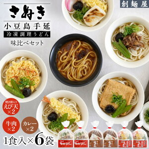 【ふるさと納税】さぬき小豆島 手延冷凍調理うどん3種6食セット(カレー2/えび天2/牛肉2)