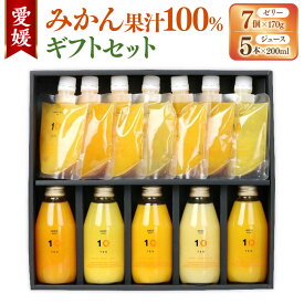 【ふるさと納税】愛媛みかん 果汁100% ストレートジュースとゼリーのギフトセット (ジュース 200ml×5本・ゼリー 7個組) みかん デザート おやつ 洋菓子 食べ比べ 飲み比べ 蜜柑 オレンジ 柑橘 ギフトボックス お取り寄せ 送料無料(503)