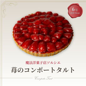 【ふるさと納税】 魔法洋菓子店ソルシエの苺のコンポート タルトケーキ 6号 6人〜8人分 直径19cm 約720g デザート ケーキ お菓子 洋菓子 冷凍 着日指定 お誕生日 誕生日 ギフト お祝い 愛媛県 松山市 イヨタ ソルシエ