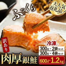 【ふるさと納税】＼選べる内容量／訳あり塩銀鮭切り身＜600g(300g×2袋)／1.2kg(300g×4袋)＞【V003250】【配送不可地域：離島】 銀鮭 鮭 ふるさと納税訳あり鮭 ふるさと納税訳あり食品 サーモン 冷凍 切り身 小分け 今治 今治市ふるさと納税 厚切り