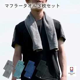 【ふるさと納税】（今治タオルブランド認定品）今治ベーシックタオル　マフラータオル　3枚セット ＜ブラック ネイビー グレー グリーン＞【I002110TM】トランパラン サイバール