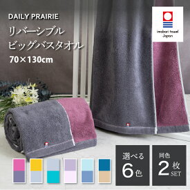 【ふるさと納税】 今治タオル DAILY PRAIRIE リバーシブルビッグバスタオル 同色2枚 ＜ミント＆ブルー／ネイビー＆ベージュ／グレージュ＆ピンク／グレー＆ターコイズ／チャコールグレー＆ダスティピンク／ミモザ＆グレー＞ 【I002960】 今治バスタオル リバーシブル