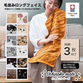 【ふるさと納税】今治タオル Uchinoko mate にゃんこシリーズ 毛並みロングフェイスタオル 同色3枚セット 【I004680】 タオル 今治フェイスタオル フェイスタオル 大きめ 猫 にゃんこ ギフト ギフトセット プレーリードッグ