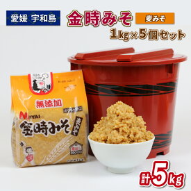 【ふるさと納税】 ＼10営業日以内発送／ 麦みそ 1kg ×5個 セット 計 5kg 金時みそ 宮居醤油店 味噌 みそ 麦味噌 お味噌 miso 味噌汁 みそ汁 朝食 和食 スープ 手作り 小分け パック 発酵 発酵調味料 調味料 麦 麹 こうじ 国産 愛媛 宇和島 J010-122002