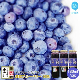 【ふるさと納税】 果汁 濃縮 ブルーベリー100％ 180ml 3本 セット エコえひめ認証栽培 国産 メルファ—ふたがみ
