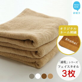 【ふるさと納税】 今治タオル オリジナル 刺繍入り 選べる カラー ホワイト / グレー / キャメル / ブラウン Hello!NEWタオル 速乾シリーズ フェイスタオル 3枚 セット ご家庭用 国産 今治フェイルタオル ふわふわ 贅沢 高級タオル 高級フェイスタオル 愛媛県 新居浜市
