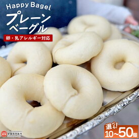 【ふるさと納税】選べる＜Happy Bagel 卵・乳アレルギー対応 プレーンベーグルセット 10～50個＞※翌月末迄に順次出荷します。パン 詰め合わせ 詰合せ 国産 アレンジ 卵不使用 乳成分不使用 朝食 昼食 おやつ ハッピーベーグル 合同会社HBM 愛媛県 西条市【冷凍】