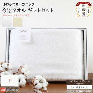 【ふるさと納税】今治タオル ふわふわオーガニック ギフトセット なめらかバンガロール ミニバスタオル1枚 今治タオルブランド箱入り 洗顔 洗面 お風呂 お歳暮 渡辺パイル織物株式会社 愛
