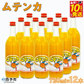 【ふるさと納税】＜明浜みかんジュース ムテンカ 720ml×12本入り E-12＞ 温州みかん ミカンジュース オレンジジュース ソフトドリンク あけはまシーサイドサンパーク 贈答用 愛媛県西予市【常温】『最短10営業日以内に順次発送予定』