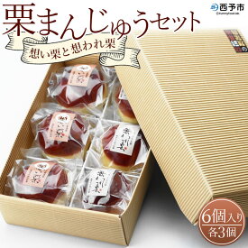 【ふるさと納税】＜栗まんじゅう2種セット「想い栗」と「想われ栗」 6個入り（各3個）＞お菓子 詰め合わせ 和菓子 くり マロン 和栗 お茶菓子 スイーツ 手土産 饅頭 白餡 渋皮煮 道の駅きなはい屋 城川ファクトリー 特産品 愛媛県 西予市【常温】『1か月以内に順次出荷予定』