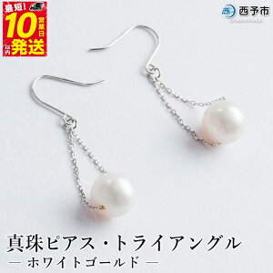 【ふるさと納税】保証書付<真珠ピアス・トライアングル(ホワイトゴールド)> 7.0〜7.5mm 純国産 ぴあす パール アクセサリー フォーマル ファッション かわいい レディース 女性 誕生日