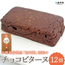 【ふるさと納税】＜中城本家酒造「城川郷」酒粕のチョコビターヌ 12個＞ しっとり濃厚 ほろ苦い味わい お酒好き 焼き菓子 洋菓子 おやつ デザート お取り寄せ 詰合せ 詰め合わせ 個包装 美味しい ギフト スイーツ工房絹 愛媛県 西予市【冷凍】『1か月以内に順次出荷予定』