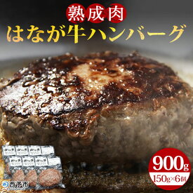 【ふるさと納税】＜熟成肉 はなが牛ハンバーグ 150g×6個 計900g＞ 牛肉 ビーフ 肉加工品 お惣菜 洋食 おかず おつまみ お弁当 国産 小分け 特産品 ゆうぼく 愛媛県 西予市 【冷凍】『1か月以内に順次出荷予定』