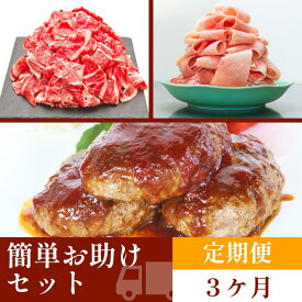 【ふるさと納税】お肉の定期便　簡単お助けセット　(3か月)　