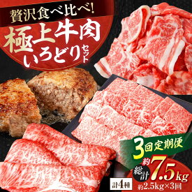 【ふるさと納税】【3回定期便】牛肉 いろどりセット 総計約7.5kg 切り落とし すき焼き 焼肉 ハンバーグ 【(有)山重食肉】[ATAP196]