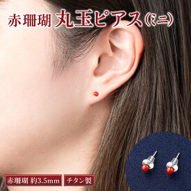 【ふるさと納税】 赤サンゴ 丸玉ピアス［ミニ］ 赤 レッド サンゴ 珊瑚 さんご レディース 女性用 ピアス ファッション アクセサリー かわいい おしゃれ お守り 送料無料 kn047