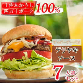 【ふるさと納税】 土佐和牛＆四万十ポーク合い挽きチェダーチーズバーガーセット【テリヤキソース】 【7人前】 ＜sd009＞