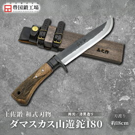 【ふるさと納税】 土佐鍛 ダマスカス山遊鉈 180 両刃 漆黒造り | ナイフ キャンプ アウトドア 打刃物 土佐 鉈 なた 職人 山林 狩猟 刃物 薪割り ハンドメイド 釣り 伝統 工芸 高知県 南国市