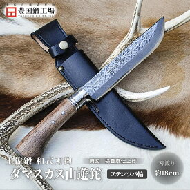 【ふるさと納税】 土佐鍛 ダマスカス山遊鉈 槌目磨 ステンツバ輪 皮ケース黒 | ナイフ キャンプ アウトドア 打刃物 土佐 鉈 剣鉈 なた 職人 山林 狩猟 熊 刃物 薪割り ハンドメイド 釣り 伝統 工芸 高知県 南国市