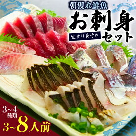 【ふるさと納税】 朝どれ鮮魚 刺身 かつおのタタキ マグロ アジ カンパチ ヒラメ カレイ クレ サワラ イサキ イカ タコ ホウボウ 鯛 シマアジ 生すり身付き3〜4種類 3~8人前 フィーレ 詰め合わせ セット 鮪 冷蔵 お刺身 鍋 焼き魚 高知県 須崎市