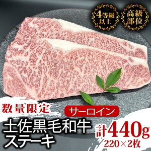 【ふるさと納税】 サーロインステーキ 440g ( 220g × 2枚 ) 土佐 黒毛 和牛 | 特撰 サーロイン肉 最上位等級 A4 A5 最高 ランク 贅沢 厚切り ステーキ用 焼肉用 キャンプ飯 国産 牛肉 高知県 須崎市