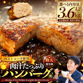 【ふるさと納税】 ハンバーグ 発送月が選べる 四万十ポーク 入り 1.2kg 2.4kg 3.6kg ( 200g x 6個 ／ 12個 ／18個 ) 選べる 容量 個包装 化学調味料 不使用 保存料 無添加 高知県 須崎市 ブランド豚 合挽き ふるさと納税ハンバーグ （クラウドファンディング対象）