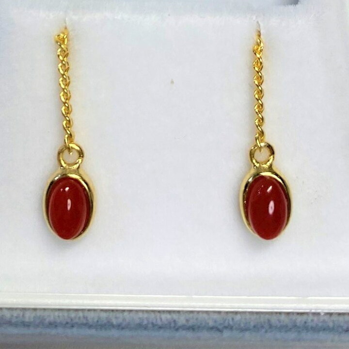 楽天市場】【ふるさと納税】血赤珊瑚のロングチェーンピアス（保管  