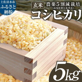【ふるさと納税】【令和8年産】 新米　玄米 コシヒカリ 5kg 5キロ 農薬5割減栽培 お米 おこめ 米 こめ ごはん 飯 こしひかり ブランド米 おいしい 国産 土佐清水産 送料無料 高知県 土佐清水市 故郷納税 返礼品 高知 14000円【R01598】
