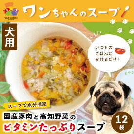 【ふるさと納税】26-088．いつものごはんにかけるだけ！国産豚肉と高知野菜のビタミンたっぷりスープ 12袋セット 冷凍 無添加 ペットフード 犬 ドッグ 犬用 ペット用 スープ 栄養 健康 安心 安全 おいしい ごはん 水分補給 高知 土佐 四万十 しまんと お取り寄せ 送料無料