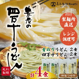 【ふるさと納税】R5-055．四万十の青のりうどんとおいしいうどんセット（計4食分・うどんつゆ付）