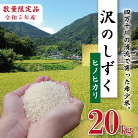 【ふるさと納税】R5-835．【令和5年産】沢のしずく（ヒノヒカリ） 国産 限定 ヒノヒカリ ひのひかり 20kg 令和5年 2023年 精米 白米 米 おこめ こめ コメ ご飯 ごはん ふっくら もちもち 四国 高知 四万十 しまんと お取り寄せ 送料無料 四万十川